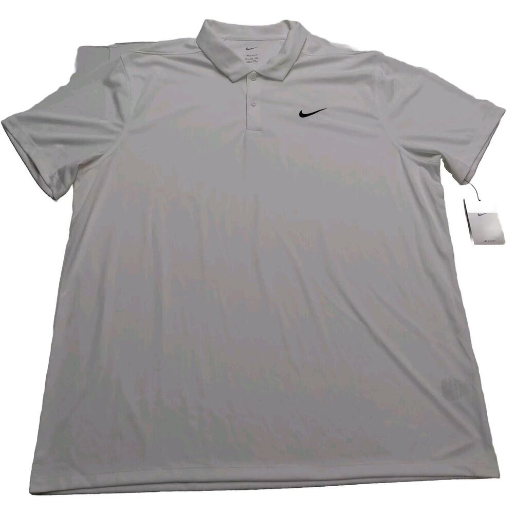 Nike Dri-Fit Polo Shirt Men's 2XL XXL White‎ 2-Button Golf CU9792-100